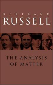 Cover of: Analysis of Matter by Bertrand Russell