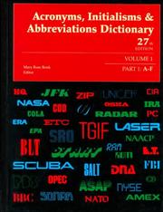 Cover of: Acronyms, Initialisms & Abbreviations Dictionary Volume I (Set of 3 Books)