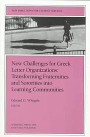 Cover of: New Challenges for Greek Letter Organizations by Edward G. Whipple, Edward G. Whipple