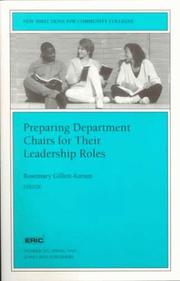 Cover of: Preparing Department Chairs for Their Leadership Roles: New Directions for Community Colleges (J-B CC Single Issue Community Colleges)