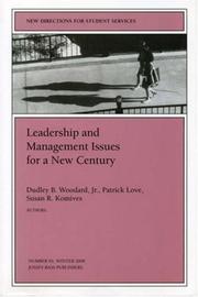 Cover of: Leadership and Management Issues for a New Century: New Directions for Student Services (J-B SS Single Issue Student Services)