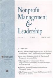Cover of: Nonprofit Management & Leadership, No. 3, Spring 2002