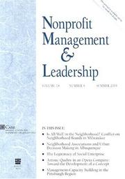 Cover of: Nonprofit Management & Leadership, No. 4, Summer 2004