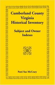 Cover of: Cumberland County, Virginia Historical Inventory, Subject and Owner Indexes | Patti Sue Mccrary