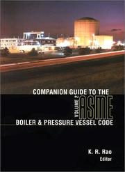 Cover of: Companion Guide to the Asme Boiler & Pressure Vessel Code by K. R. Rao