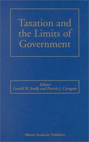 Cover of: Taxation and the Limits of Government