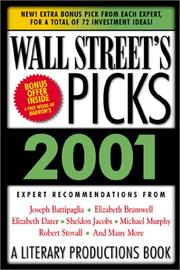 Cover of: Wall Street's Picks for 2000: An Insider's Guide to the Year's Best Stocks & Mutual Funds (Wall Street's Picks)