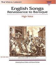 Cover of: English Songs: Renaissance to Baroque - High Voice (Book only): The Vocal Library