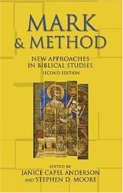 Cover of: Mark and Method: New Approaches in Biblical Studies