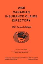 Cover of: Canadian Insurance Claims Directory 2000 (Canadian Insurance Claims Directory)