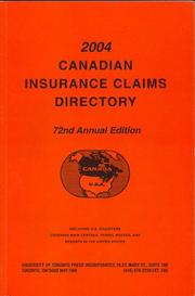 Cover of: Canadian Insurance Claims Directory 2005: 73rd Annual Edition (Canadian Insurance Claims Directory)