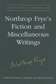 Cover of: Northrop Fryes Fiction and Miscellaneous Writings (Collected Works of Northrop Frye)