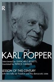 Cover of: The lesson of this century by Karl Popper