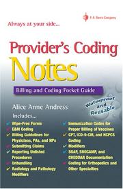 Cover of: Provider's Coding Notes: Billing and Coding Pocket Guide (Davis's Notes)
