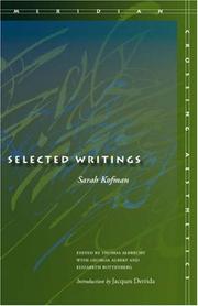 Cover of: Selected Writings (Meridian: Crossing Aesthetics) by Sarah Kofman, Georgia Albert, Elizabeth Rottenberg