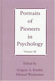 Cover of: Portraits of Pioneers in Psychology: Volume III (Portraits of Pioneers in Psychology (Hardcover Lawrence Erlbaum))