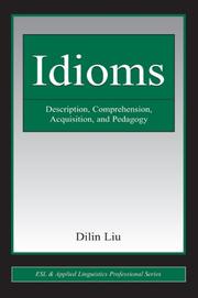 Cover of: Idioms: Description, Comprehension, Acquisition, and Pedagogy (ESL and Applied Linguistics Professional)