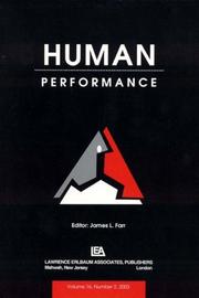 Cover of: Contributions By New Editorial Board Members: A Special Issue of human Performance