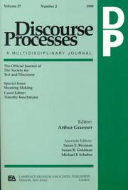 Cover of: Meaning Making: A Special Issue of Discourse Processes (Special Issue of "Discourse Processes")