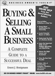 Cover of: Buying & Selling a Small Business by Ernest J. Honigmann, Ernest J. Honigmann