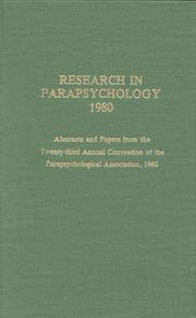 Cover of: Research in Parapsychology 1980