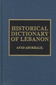 Cover of: Historical dictionary of Lebanon