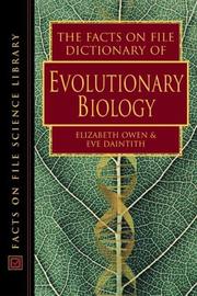 Cover of: The Facts on File Dictionary of Evolutionary Biology (Facts on File Science Dictionary) | 