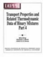 Cover of: Transport Properties and Related Thermodynamic Data of Binary Mixtures (Design Institute for Physical Property Data, Vol 4)