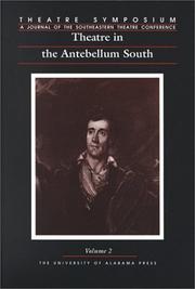 Cover of: Theatre in the Antebellum South