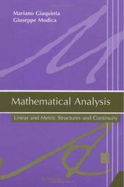Cover of: Mathematical Analysis by Mariano Giaquinta, Giuseppe Modica