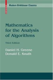 Cover of: Mathematics for the Analysis of Algorithms (Modern Birkhäuser Classics) by Daniel H. Greene, Donald Knuth