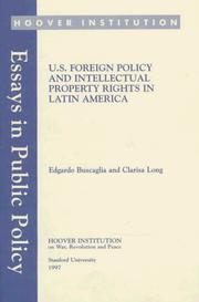 Cover of: U.S. foreign policy and intellectual property rights in Latin America by Edgardo Buscaglia