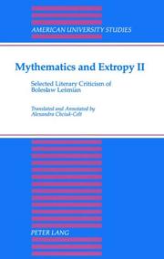 Cover of: Mythematics and Extropy II: Selected Literary Criticism of Boleslaw Lesmian (American University Studies Series XII, Slavic Languages and Literature)