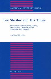 Cover of: Lev Shestov and His Times by Andrius Valevicius