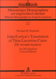Cover of: John Evelyn's Translation of Titus Lucretius Carus: 'De rerum natura' by Michael M. Repetzki