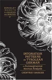 Intonation Patterns in Tyrolean German by Geoffrey Barker