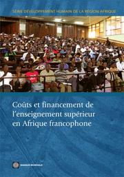 Cover of: Couts Et Financement De L'enseignement Superieur En Afrique Francophone (Africa Human Development Series)