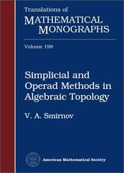 Cover of: Simplicial and Operad Methods in Algebraic Topology (Translations of Mathematical Monographs)