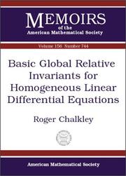 Cover of: Basic Global Relative Invariants for Homogeneous Linear Differential Equations