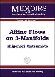 Affine Flows on 3-Manifolds (Memoirs of the American Mathematical Society) by Shigenori Matsumoto