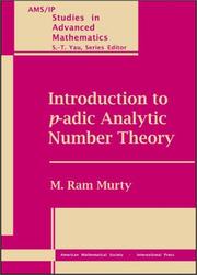 Cover of: Introduction to $p$-adic Analytic Number Theory