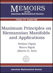 Cover of: Maximum Principles On Riemannian Manifolds And Applications (Memoirs of the American Mathematical Society)