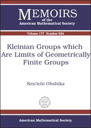 Kleinian Groups Which Are Limits of Geometrically Finile Groups (Memoirs of the American Mathematical Society) by Kenichi Oshika