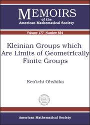 Cover of: Kleinian Groups Which Are Limits of Geometrically Finile Groups (Memoirs of the American Mathematical Society) by Kenichi Oshika