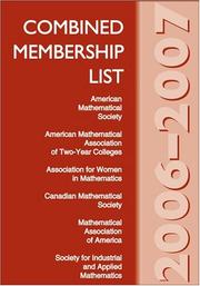 Cover of: Combined Membership List 2006-2007 (Combined Membership List (American Mathematical Society)) (Combined Membership List (American Mathematical Society))