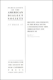 Cover of: Identity and ethnicity in the rural South: a sociolinguistic view through past and present Be