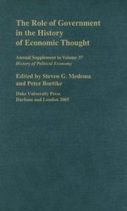 Cover of: The Role of Government in the History of Economic Thought (Annual Supplement to History of Political Economy)