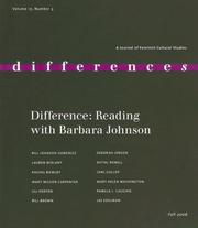 Cover of: Difference: Reading with Barbara Johnson (Journal of Feminist Cultural Studies)