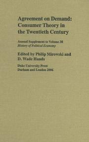 Cover of: Agreement on Demand: Consumer Theory in the Twentieth Century (Annual Supplement to History of Political Economy)