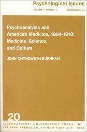 Cover of: Psychoanalysis and American Medicine, 1894-1918: Medicine, Science and Culture (Monograph 20 , Vol 5 No 4)